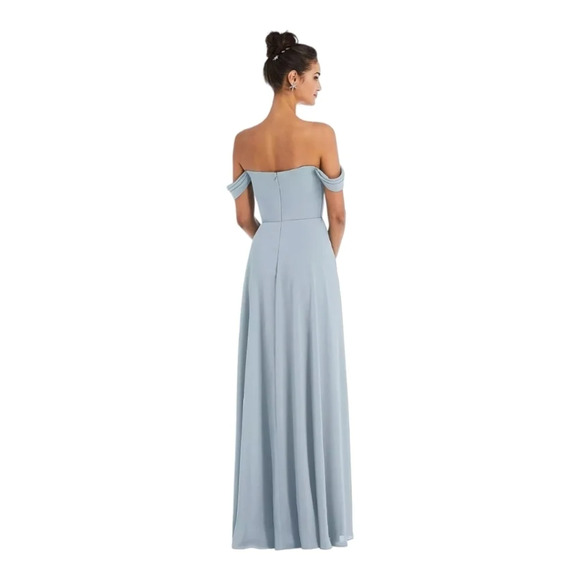 DESSY COLLECTION [8] OFF-THE-SHOULDER DRAPED NECKLINE MAXI DRESS  IN MIST - Picture 2 of 4